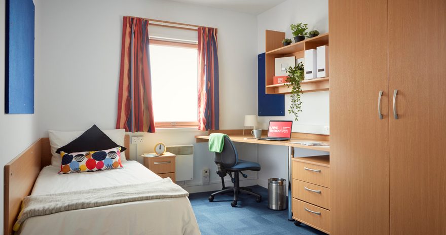 The bedroom in the standard ensuite in Mendip Court