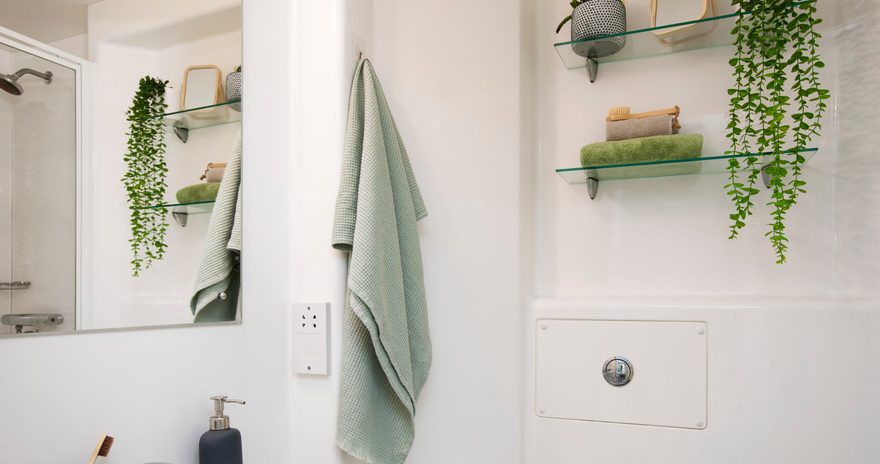 the sink in the studio bathroom