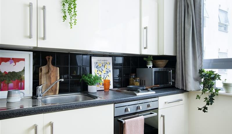 The studio kitchen in Moonraker Point