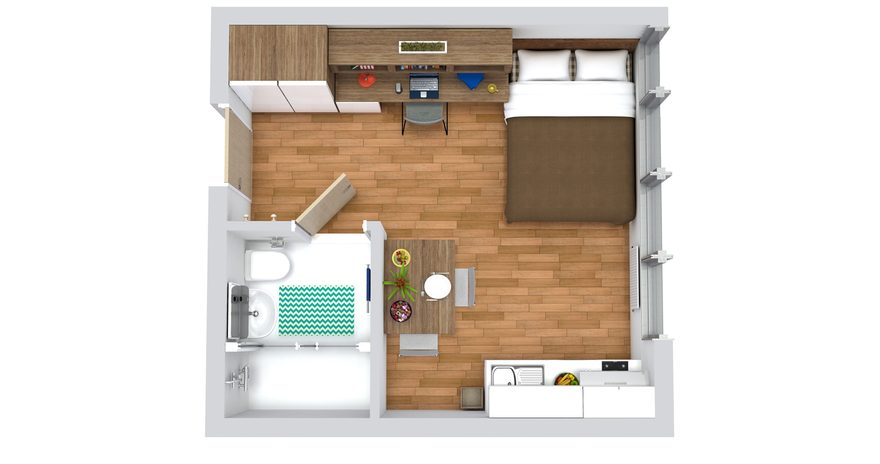 Floor plan of the Studio at Kaplan Living Liverpool