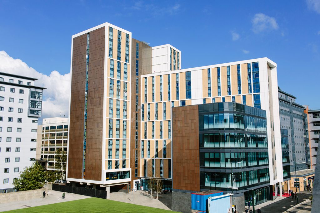 The Kaplan Living Bournemouth accommodation building on a sunny day