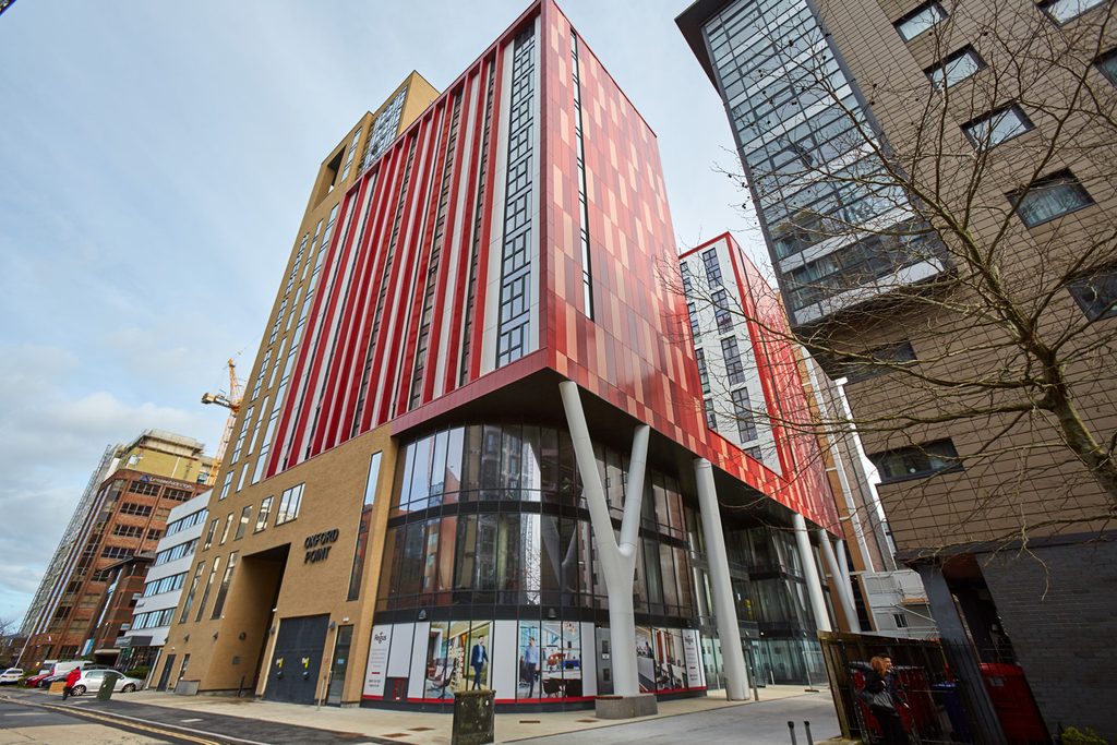 Exterior shot of the Oxford Point residence in Bournemouth