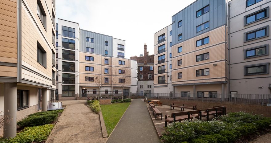 The courtyard at Albert Court in Liverpool