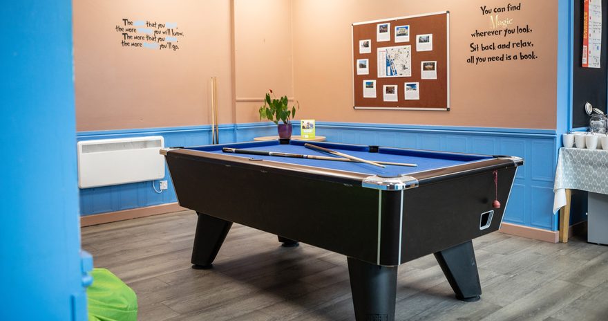 The pool table in the games room at Albert Court