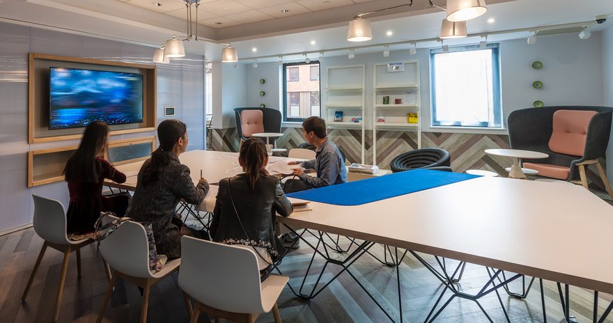 The study space with a group of students