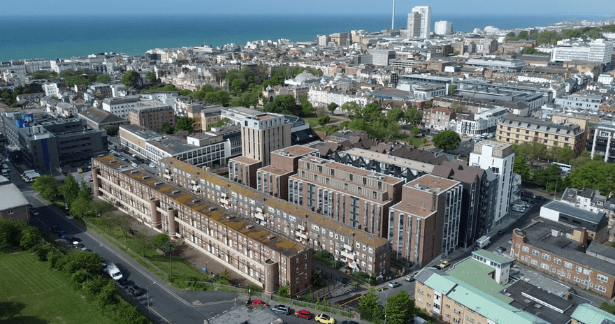 An aerial view of Kaplan Living Brighton