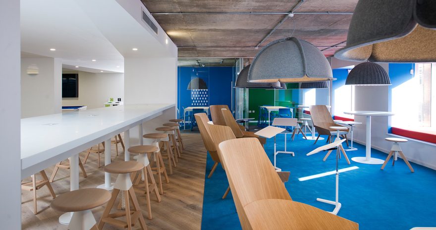 Study space at Scape Shoreditch with tables, chairs and tools