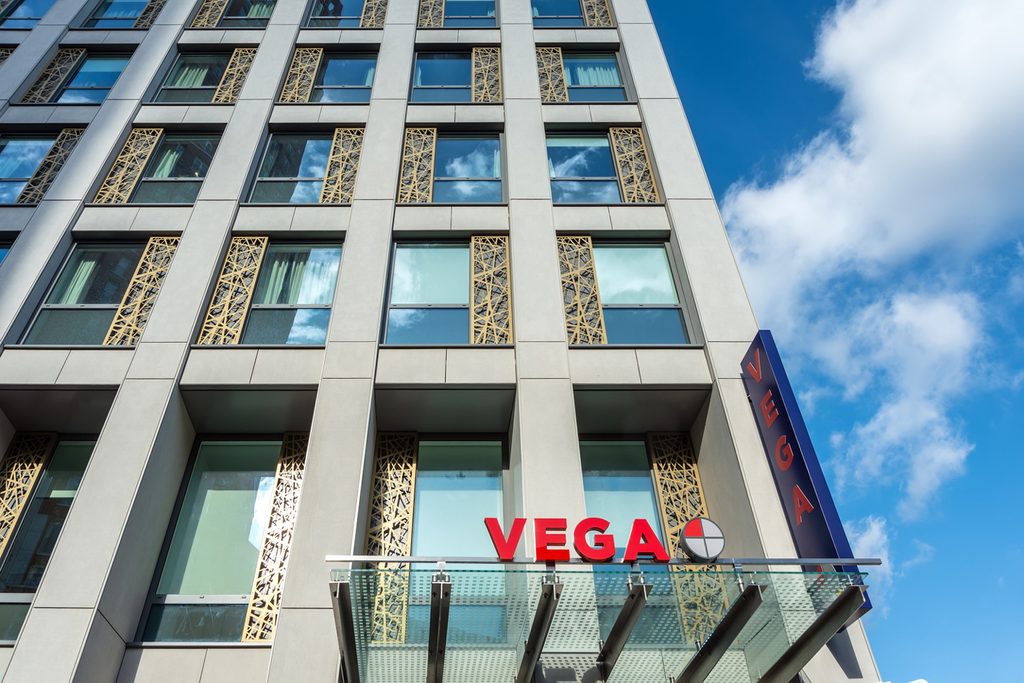 Exterior of Vega student accommodation in London
