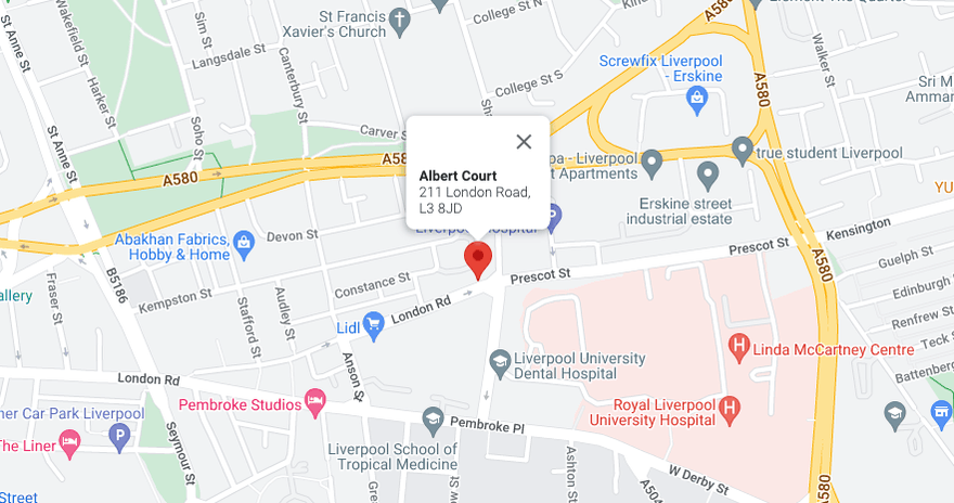 Location of Albert Court residence on a map
