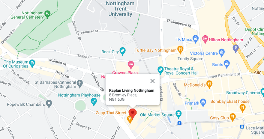 Location of Kaplan Living Nottingham on a map