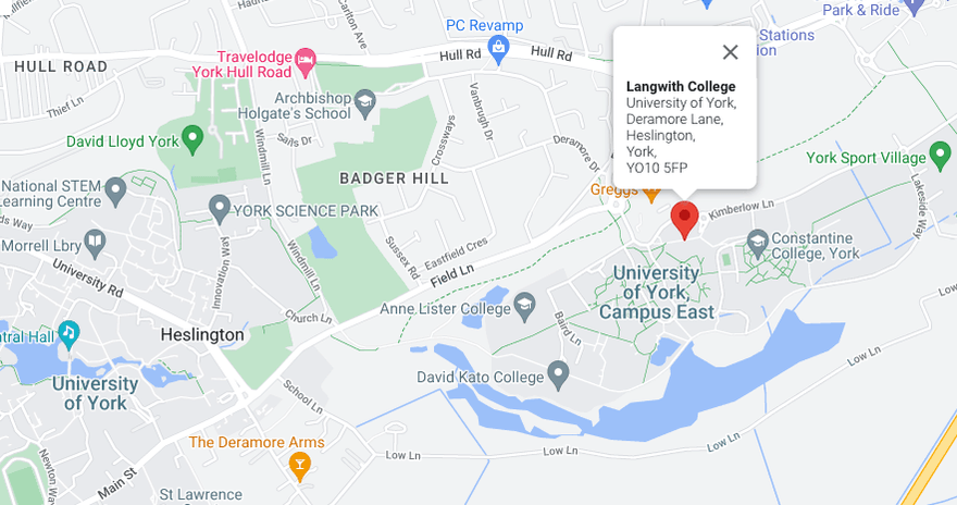 Location of Langwith College on a map